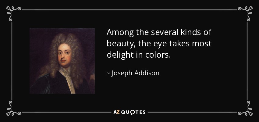 Among the several kinds of beauty, the eye takes most delight in colors. - Joseph Addison