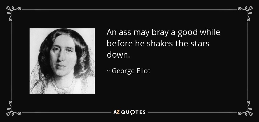An ass may bray a good while before he shakes the stars down. - George Eliot