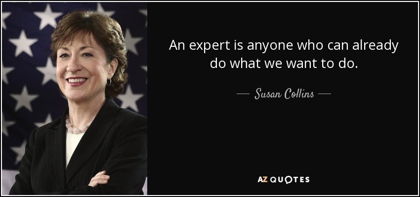 An expert is anyone who can already do what we want to do. - Susan Collins