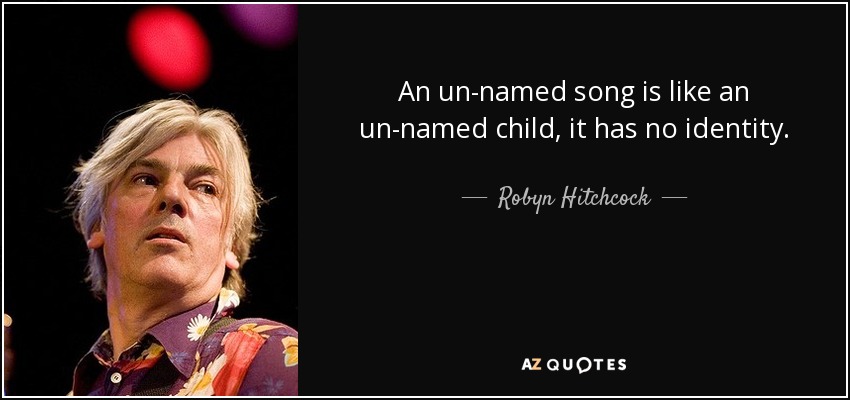 An un-named song is like an un-named child, it has no identity. - Robyn Hitchcock