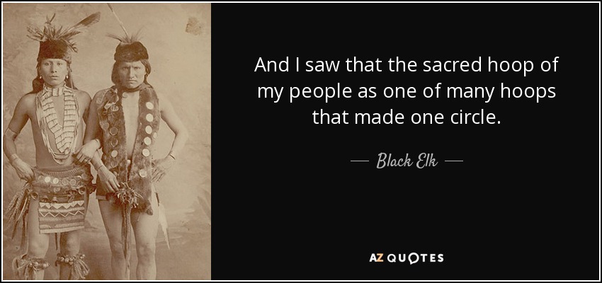 And I saw that the sacred hoop of my people as one of many hoops that made one circle. - Black Elk