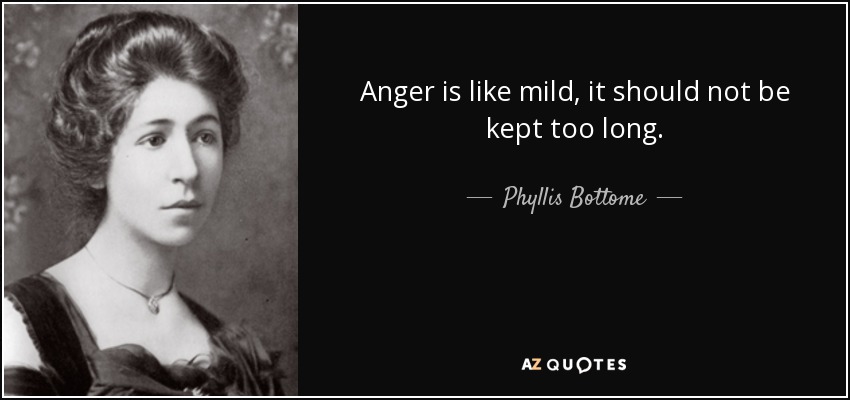 Anger is like mild, it should not be kept too long. - Phyllis Bottome
