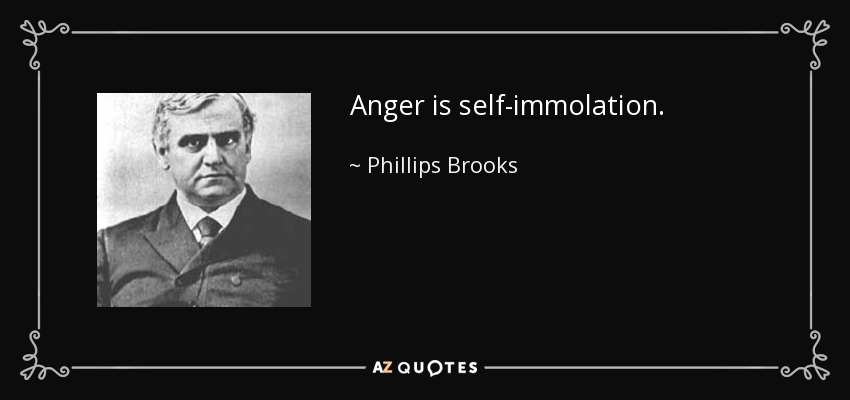 Anger is self-immolation. - Phillips Brooks