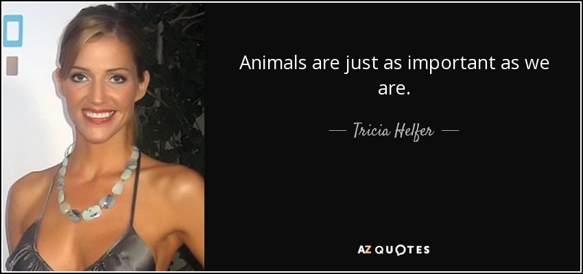 Animals are just as important as we are. - Tricia Helfer
