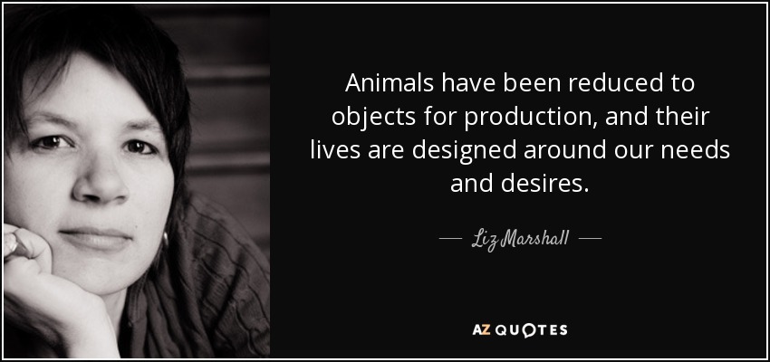 Animals have been reduced to objects for production, and their lives are designed around our needs and desires. - Liz Marshall