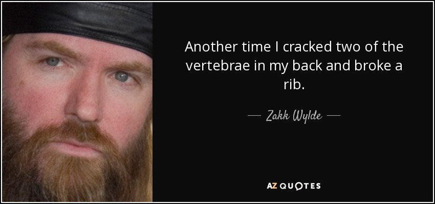 Another time I cracked two of the vertebrae in my back and broke a rib. - Zakk Wylde