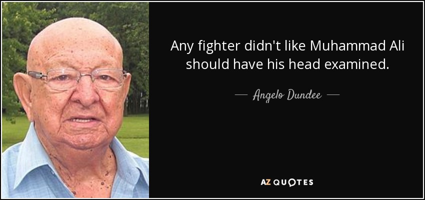 Any fighter didn't like Muhammad Ali should have his head examined. - Angelo Dundee