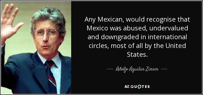 Any Mexican, would recognise that Mexico was abused, undervalued and downgraded in international circles, most of all by the United States. - Adolfo Aguilar Zinser