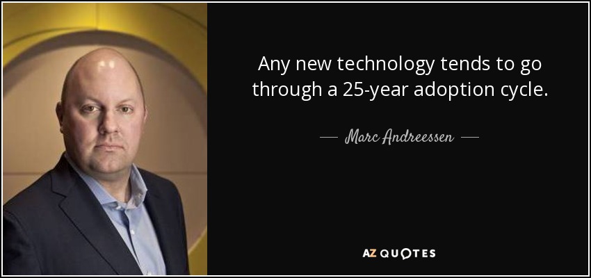 Any new technology tends to go through a 25-year adoption cycle. - Marc Andreessen