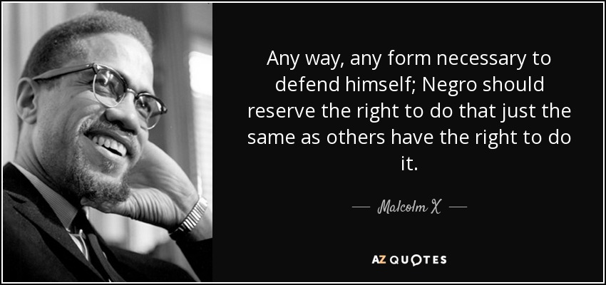 Any way, any form necessary to defend himself; Negro should reserve the right to do that just the same as others have the right to do it. - Malcolm X