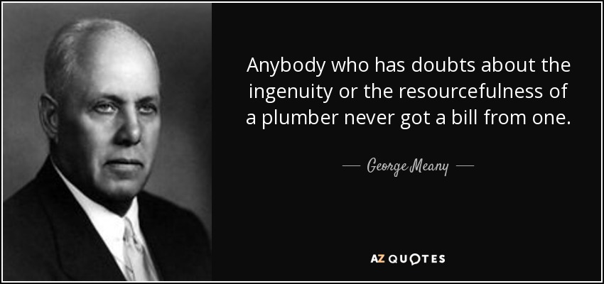 Anybody who has doubts about the ingenuity or the resourcefulness of a plumber never got a bill from one. - George Meany