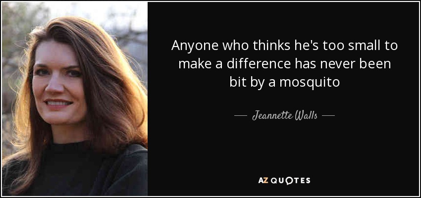 Anyone who thinks he's too small to make a difference has never been bit by a mosquito - Jeannette Walls