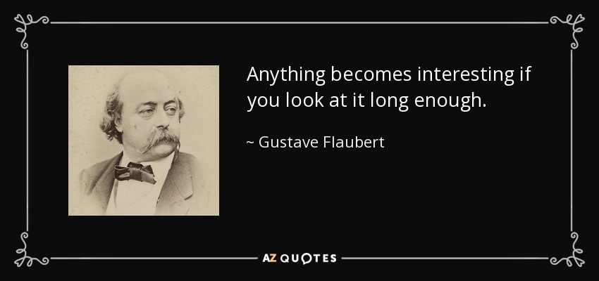 Anything becomes interesting if you look at it long enough. - Gustave Flaubert