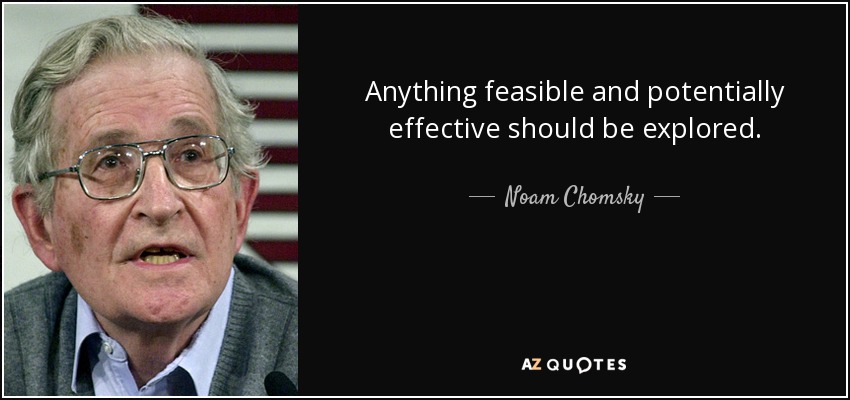 Anything feasible and potentially effective should be explored. - Noam Chomsky