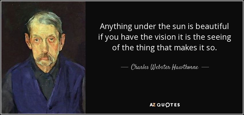 Anything under the sun is beautiful if you have the vision it is the seeing of the thing that makes it so. - Charles Webster Hawthorne