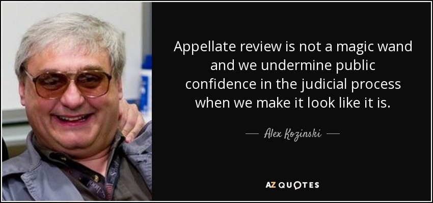 Appellate review is not a magic wand and we undermine public confidence in the judicial process when we make it look like it is. - Alex Kozinski