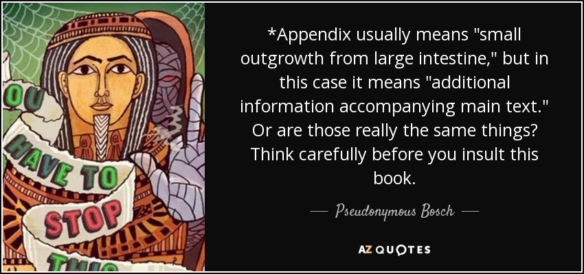 *Appendix usually means 