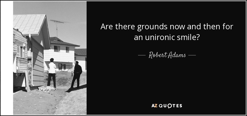Are there grounds now and then for an unironic smile? - Robert Adams