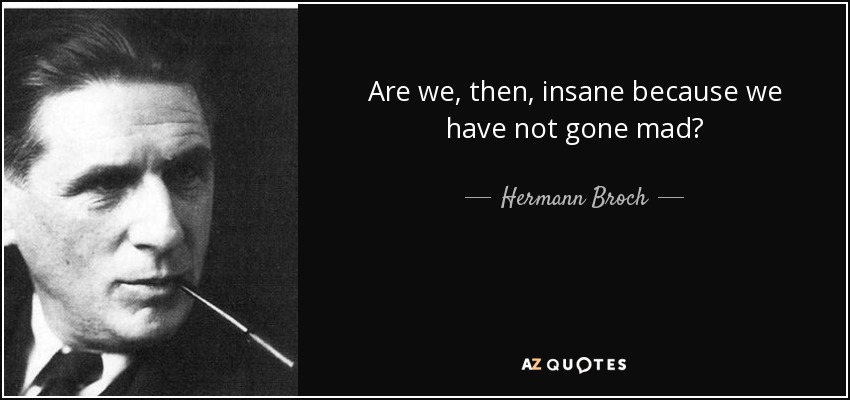 Are we, then, insane because we have not gone mad? - Hermann Broch