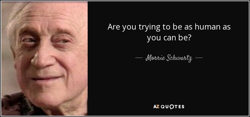 Are you trying to be as human as you can be? - Morrie Schwartz
