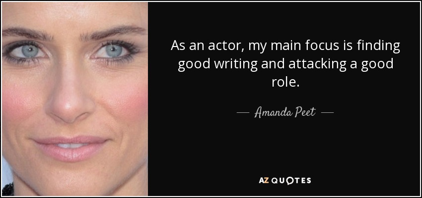 As an actor, my main focus is finding good writing and attacking a good role. - Amanda Peet