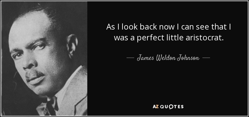 As I look back now I can see that I was a perfect little aristocrat. - James Weldon Johnson