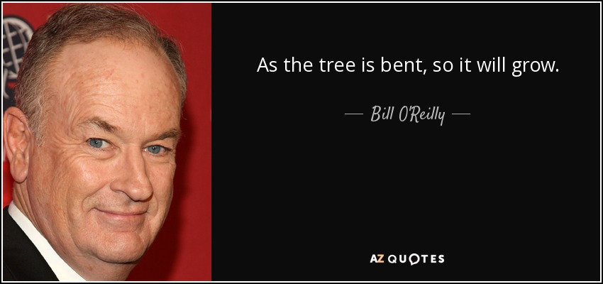 As the tree is bent, so it will grow. - Bill O'Reilly