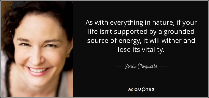 As with everything in nature, if your life isn’t supported by a grounded source of energy, it will wither and lose its vitality. - Sonia Choquette