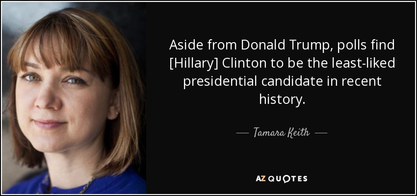 Aside from Donald Trump, polls find [Hillary] Clinton to be the least-liked presidential candidate in recent history. - Tamara Keith