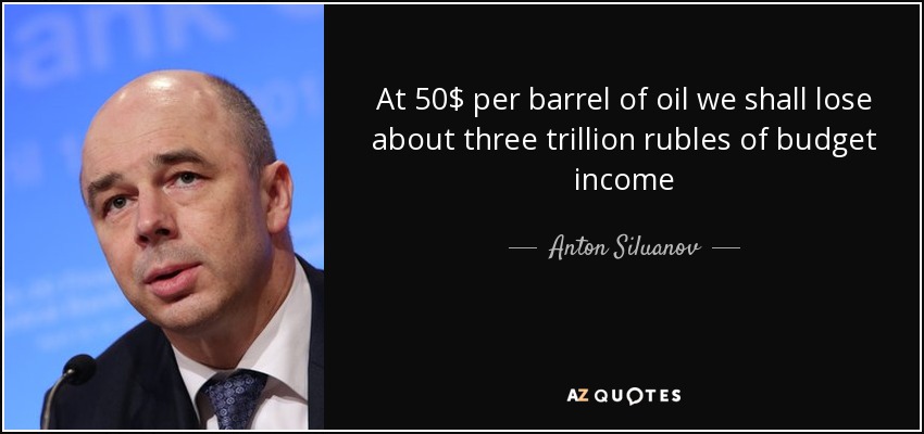 At 50$ per barrel of oil we shall lose about three trillion rubles of budget income - Anton Siluanov