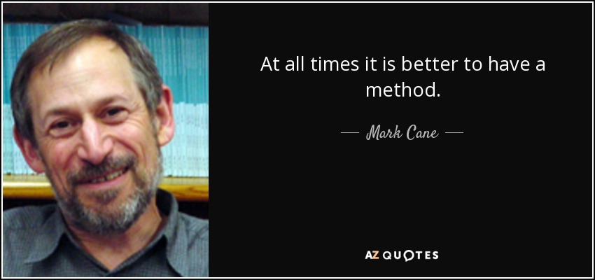 At all times it is better to have a method. - Mark Cane