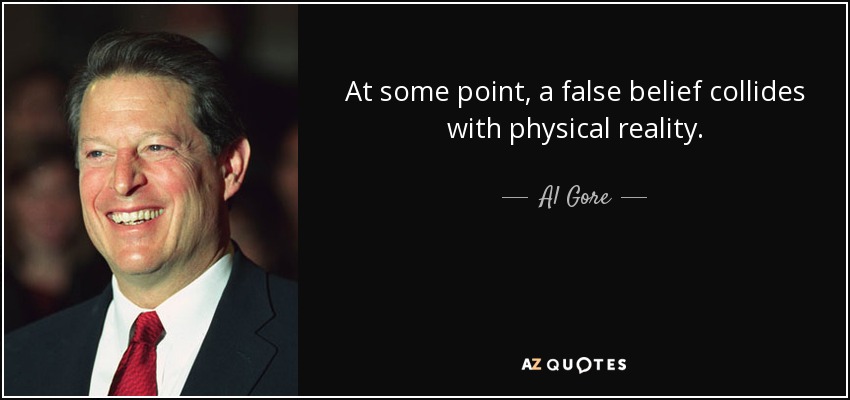 At some point, a false belief collides with physical reality. - Al Gore