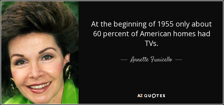 At the beginning of 1955 only about 60 percent of American homes had TVs. - Annette Funicello