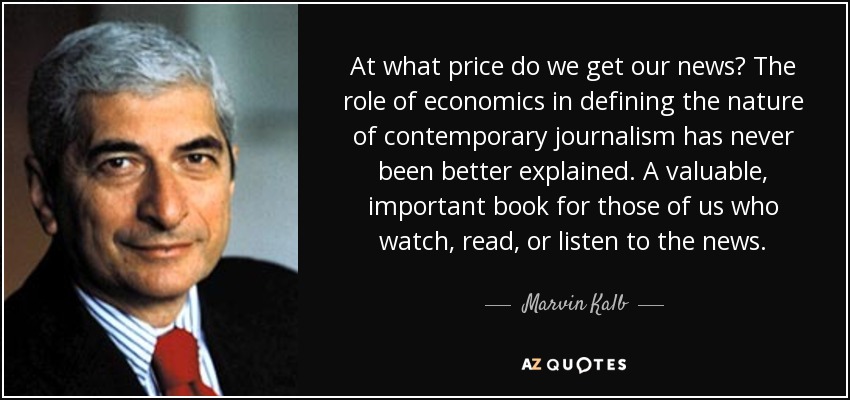 At what price do we get our news? The role of economics in defining the nature of contemporary journalism has never been better explained. A valuable, important book for those of us who watch, read, or listen to the news. - Marvin Kalb