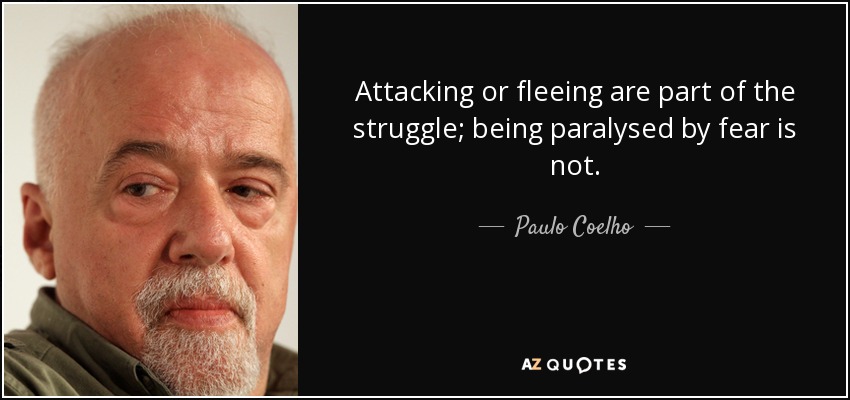 Attacking or fleeing are part of the struggle; being paralysed by fear is not. - Paulo Coelho