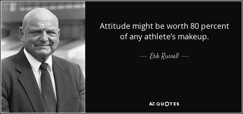 Attitude might be worth 80 percent of any athlete’s makeup. - Erk Russell