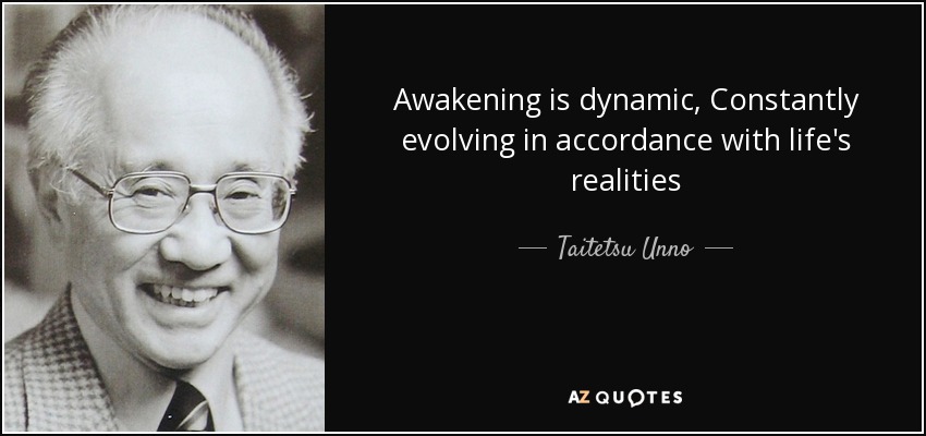 Awakening is dynamic, Constantly evolving in accordance with life's realities - Taitetsu Unno