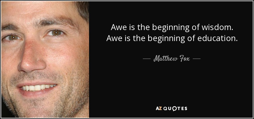 Awe is the beginning of wisdom. Awe is the beginning of education. - Matthew Fox