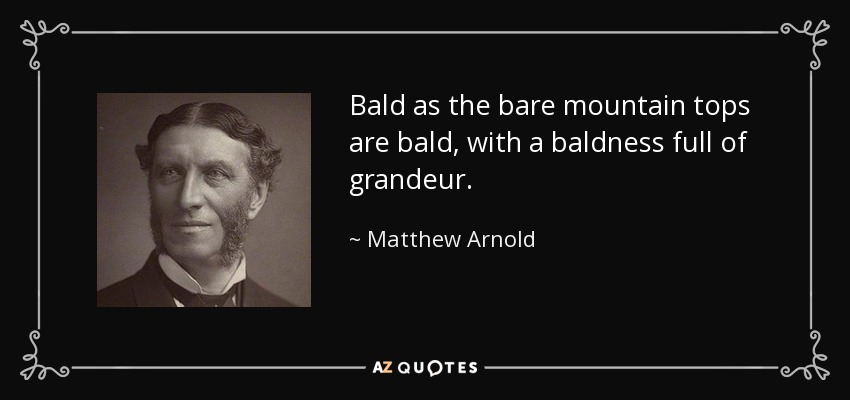 Bald as the bare mountain tops are bald, with a baldness full of grandeur. - Matthew Arnold