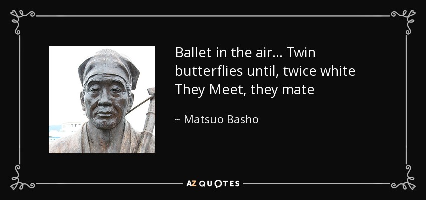 Ballet in the air... Twin butterflies until, twice white They Meet, they mate - Matsuo Basho