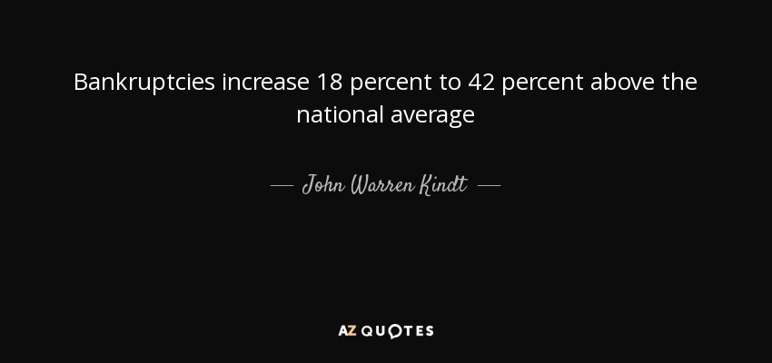Bankruptcies increase 18 percent to 42 percent above the national average - John Warren Kindt