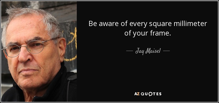 Be aware of every square millimeter of your frame. - Jay Maisel