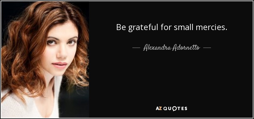 Be grateful for small mercies. - Alexandra Adornetto