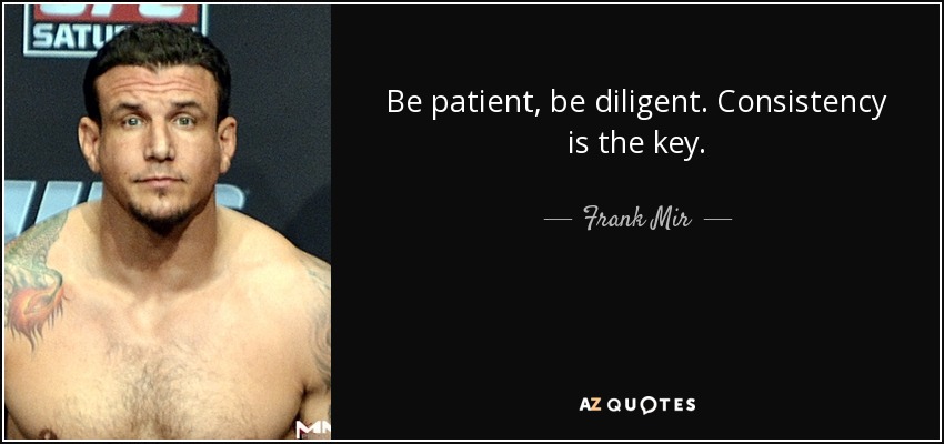 Be patient, be diligent. Consistency is the key. - Frank Mir