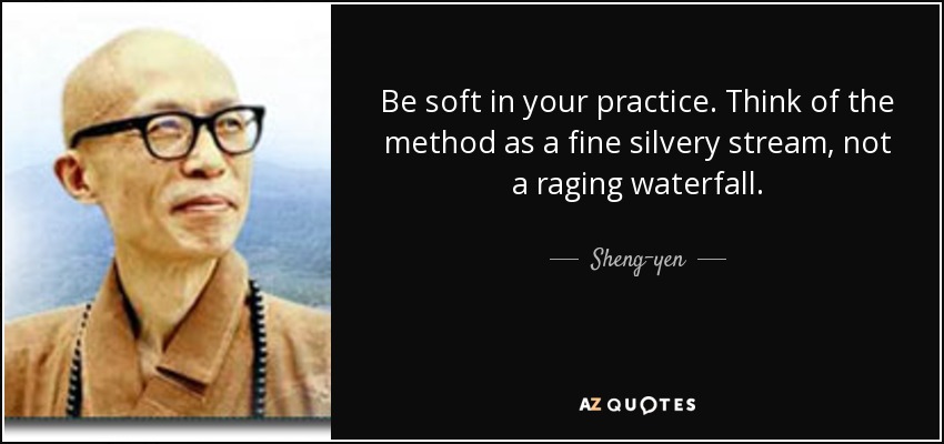 Be soft in your practice. Think of the method as a fine silvery stream, not a raging waterfall. - Sheng-yen