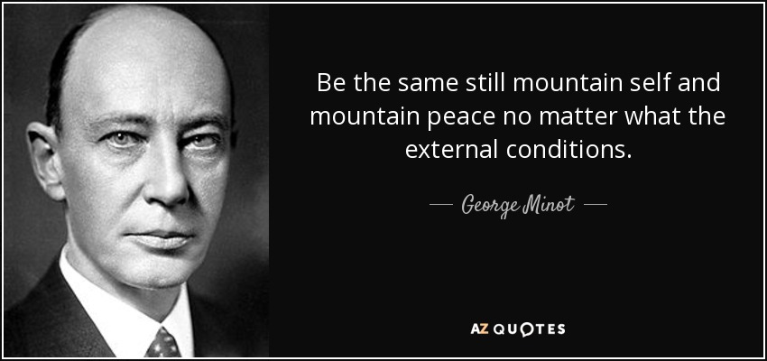Be the same still mountain self and mountain peace no matter what the external conditions. - George Minot