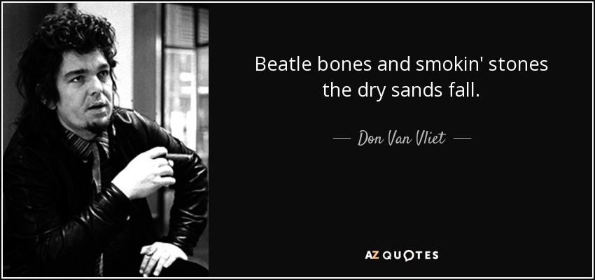 Beatle bones and smokin' stones the dry sands fall. - Don Van Vliet