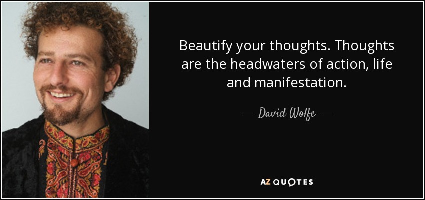 Beautify your thoughts. Thoughts are the headwaters of action, life and manifestation. - David Wolfe