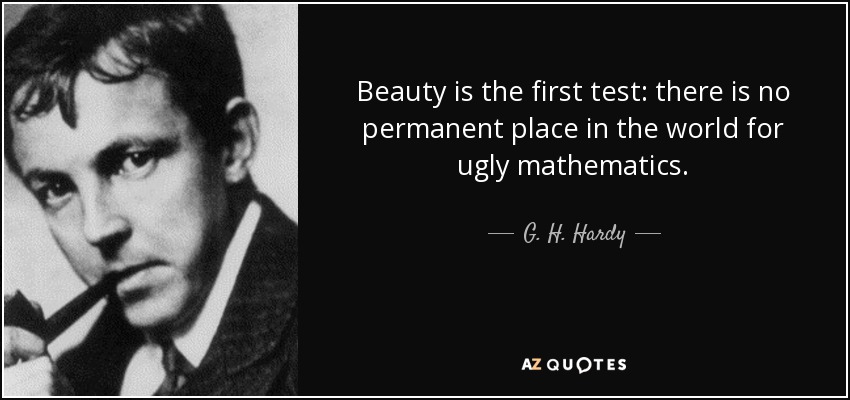 Beauty is the first test: there is no permanent place in the world for ugly mathematics. - G. H. Hardy