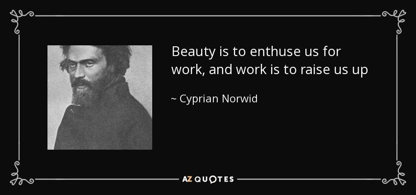 Beauty is to enthuse us for work, and work is to raise us up - Cyprian Norwid